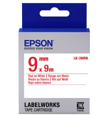 Картридж Epson LK3WRN, White/Red, LW-300/400/700/900, 9 мм / 9 м, стандартна стрічка (C53S653008)