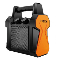 Обігрівач теплова гармата NEO Tools 90-061, Black/Orange, 3 кВт, електрична, площа обігріву 30м2, 210 м3/год, керамічний нагрівальний елемент, термостат