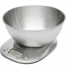 Ваги кухонні Esperanza 'Lychee', Silver, чаша для зважування (2 л), нержавіюча сталь, до 5 кг, 3 режими (маса, об'єм води, об'єм молока), 4 одиниці виміру, функція тарування, 2xAAA (EKS008)