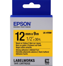 Картридж Epson LK4YBW, Black/Yellow, LW-300/400/700/900, 12 мм / 9 м, стрічка підвищеної адгезії (C53S654014)
