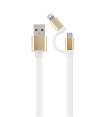 Кабель USB - Lightning + micro USB 1 м Cablexpert White (CC-USB2-AM8PmB-1M-GD)