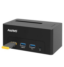 Док-станція 2.5'/3.5' Maiwo K308H, Black, для HDD 2,5'/3,5' SATA через USB3.0 безгвинтів. кріп. 3*USB3.0-порту пластик