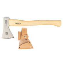 Сокира туристична Neo Tools Bushcraft, обух 400 г, рукоятка з ясеню, шкіряний чохол (63-119)