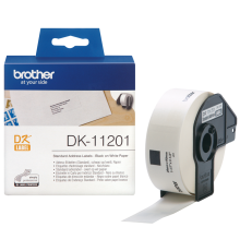 Картридж Brother DK11201, White, QL-570/710W/720NW/800/810W, 29 мм х 90 мм, 400 наліпок на рулон, оригінальний рулон для друку наліпок чорним на білому тлі.