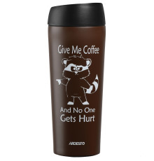 Термочашка Ardesto Coffee time Raccoon AR2645DML, 450мл, не містить BPA, неслизька основа, матеріал колби та корпуса: нержавіюча сталь