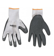 Рукавички робочі NEO Tools, х/б з латексним покриттям, Black/White/Orange (97-601)