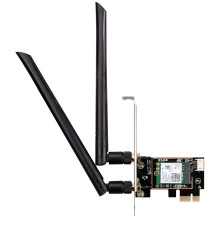 Мережевий адаптер D-Link DWA-X582, PCI-E /x1/x4/x8/x16, Wi-Fi 802.11a/b/g/n/ac/ax, 2.4/5GHz, до 2402 Mb/s, 2 зовнішні знімні антени
