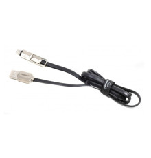 Кабель USB - Lightning + micro USB 1 м Cablexpert Black, 2.4А, плоский (CCPB-ML-USB-05BK)