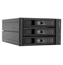 Бекплейн Chieftec 2x5.25', Black, для 3x3.5' SSD/HDD, підключення 3xSATA/2xSATA Power, алюмінієвий корпус, вентилятор 70 мм, Hot Swap (CBP-2131SAS)