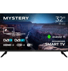 Телевізор 32' Mystery MTV-3230HST2, 1366x768, 60 Гц, Smart TV, Android 11.0, DVB-T2/C, 3xHDMI, 2xUSB 2.0, VESA 100x100